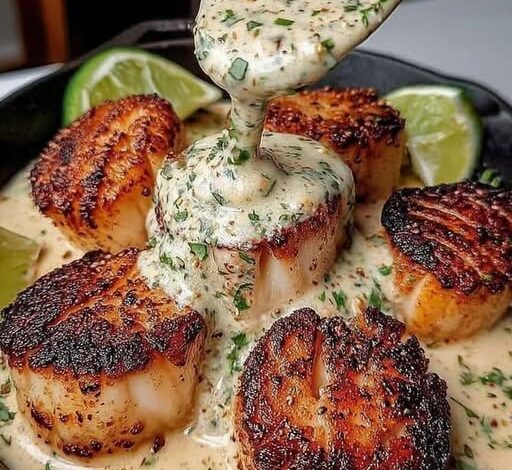 Sizzling Scallops with Zesty Lime Cilantro Sauce