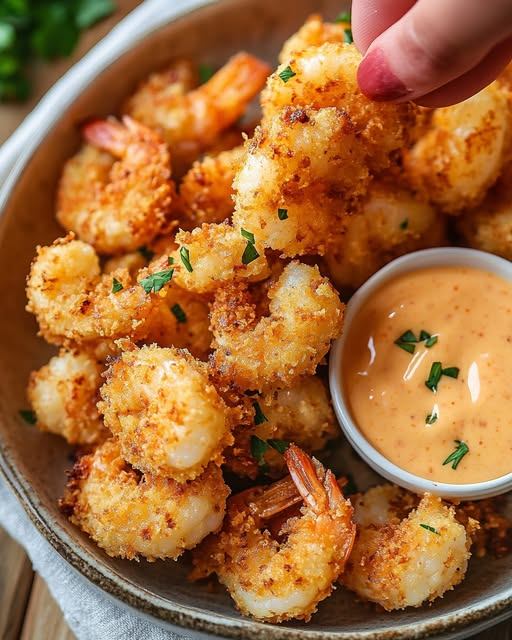 Crispy Air-Fried Shrimp with Spicy Sriracha Mayo